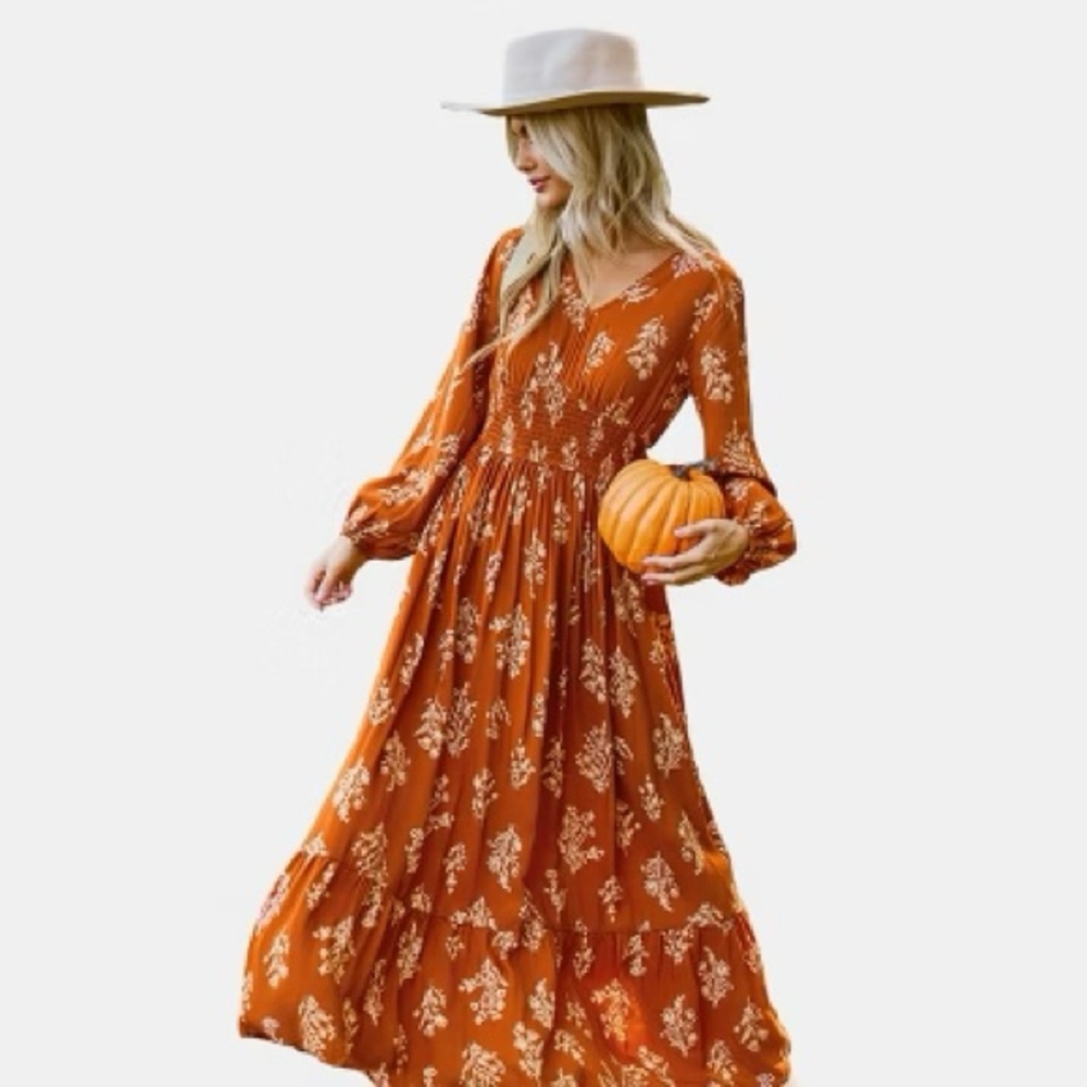 Cupshe Orange Floral Maxi Dress